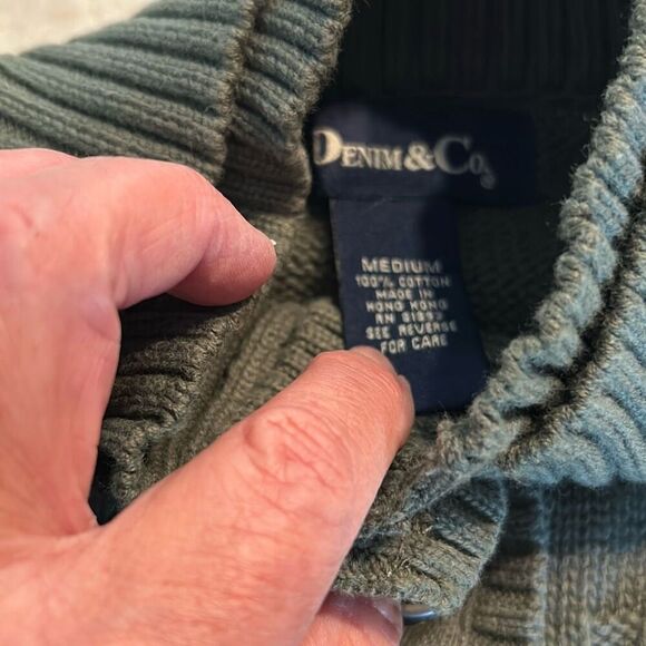 DENIM & CO Olive Green Cardigan NWOT - Picture 5 of 7